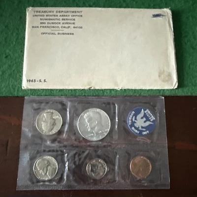 1965 SMS Special Mint Set 40% Silver Kennedy US Mint (5 Coins Cello Only) - Image 1 of 2