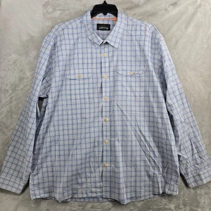 ORVIS Troutbum Mens Long Sleeve Plaid Button Up Shirt Blue Tan Sz 2XL - Picture 1 of 10