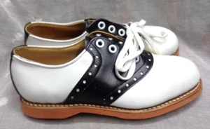Vtg Children's SADDLE MATES by FOOT TRAITS White & Black Saddle Shoes 1-1/2 D - Picture 1 of 13
