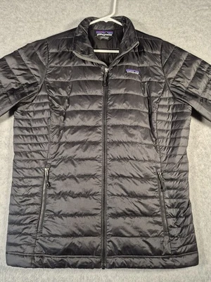 Patagonia Coat Down Sweater Full Zip Up Black Jacket Womens Size Large - Image 1 of 4