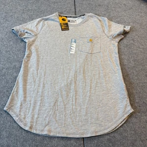 Carhartt Force T Shirt Womens M Heather Gray Cotton Raglan Sleeve Relaxed Fit - Picture 1 of 8