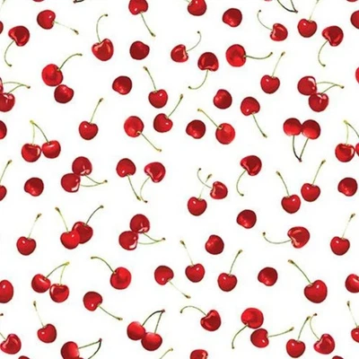 Lindas cerezas blancas de tela Feline Drive CHERRY HILL - cuarto de grasa (18"x22") FQ Foto 1 de 4