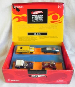 Hot Wheels "Retro Wheels" Vintage Collectors Pack, Target Set 4 Cars 1996, Nuevo - Imagen 1 de 7