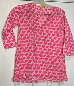 Roberta Roller Rabbit Crew Cuts Youth Girls Tunic Top Elephant Print Pink 6 - Picture 1 of 4