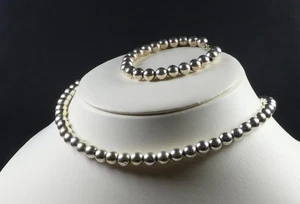Juego de pulsera collar bola italiano de plata de ley 925 con sello para dama - Imagen 1 de 13