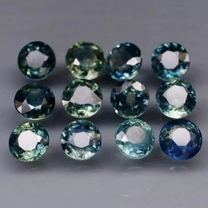 Lot de 12 Saphirs bleu vert d'Australie taille brillant 3,7 mm/3,27 carats - Picture 1 of 3
