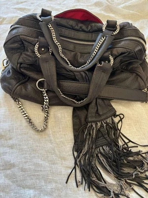 Christian Louboutin Black Leather Fringe Bag - Image 1 of 4