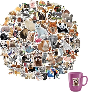 100 Stück Tier-Aufkleber, Waldtiere, Sticker für Kleinkinder und Kinder, Wasserf - Bild 1 von 6