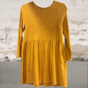Old Navy Girls Fit & Flare Solid Yellow Long Sleeve Dress Size Large (10-12) - Picture 1 of 4