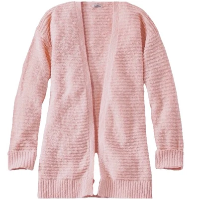 LL Bean Pink Midweight Cotton Slub Open Cardigan Sweater Size XL - Image 1 of 4