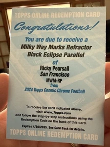 2024 Cosmic Chrome Milky Way Marks Ricky Pearsall Black Eclipse Redemption /10 - Picture 1 of 2