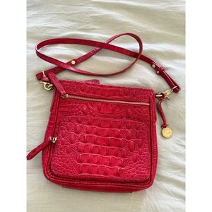 Bolso Bandolera Brahmin Cleo Melbourne Cuero Rojo Repujado Diseñador Cartera Bolso de Mano - Imagen 1 de 14
