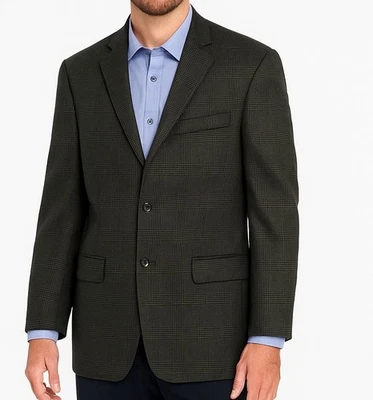 Abrigo deportivo para hombre Nautica talla 38 regular oscuro brillo lana a cuadros cachemir 38R Foto 1 de 4