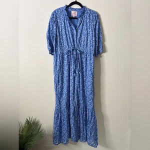 Biesen Banjanan Damen Vista Betty Kleid blau Blumen Midi Large - Bild 1 von 5