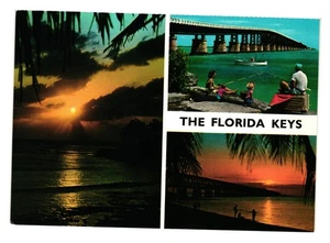 Vintage Florida Keys Postkarte mit malerischem Blick Sonnenuntergang Urlaub Tourismus - Bild 1 von 2