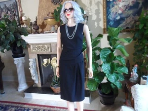 Carolina Herrera Black Wool Side Gathered Sheath Dress Size 6 - Picture 1 of 23