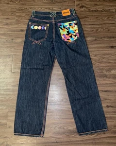 Jeans Coogi Para Hombre 34x34 Multicolor Calce Relajado Pierna Recta Bolsillos Geométricos - Imagen 1 de 11