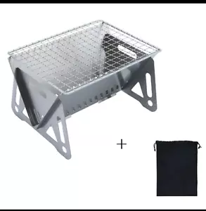 Stainless Steel Portable Mini Grill Camping Folding Campfire Pit Outdoor Cooking - Picture 1 of 15