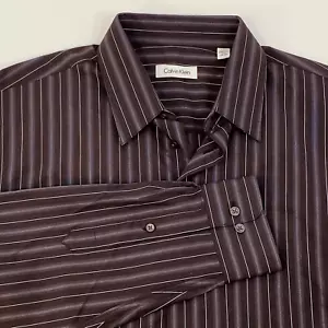 NUEVA Camisa de Vestir Calvin Klein Negro Carbono Rayas Manga Larga Algodón 16.5 34/35 - Imagen 1 de 16