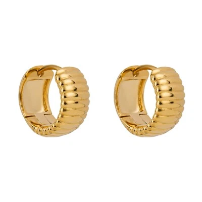 Textured Ridge Hoop Earrings 9ct Yellow Gold Plated Hallmarked Brand New Boxed - Image 1 of 3