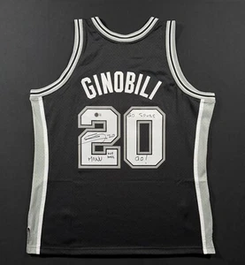 Manu Ginobili Signed Spurs Mitchell & Ness Swingman Jersey Beckett BAS Insc - Picture 1 of 5
