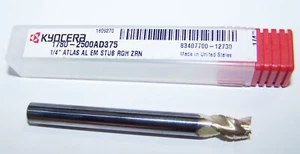 1/4" CARBIDE END MILL 3 FLUTE FOR ROUGHING ALUMINUM KYOCERA 1780-2500AD375 - Picture 1 of 3