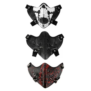 Punk Spike Rivet Skull Half Face Sport Mask Outdoors Motorcycle Biker Protection - Picture 1 of 9