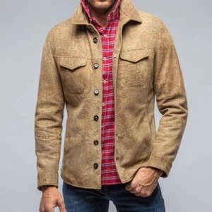 Camisa informal envejecida de moda para hombre ajustada solapa cárdigan top poliéster - Imagen 1 de 8