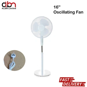Ventola oscillante 16"" pollici piedistallo oscillante 3 velocità ventilatore bianco aria fresca - Foto 1 di 20
