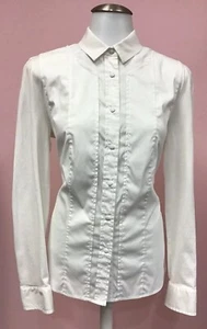 Akris Punto 6 Medium White Cotton Knit Paneling Womens Designer Blouse Shirt Top - Picture 1 of 11