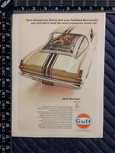 Vintage 1966 Plymouth Barracuda / Gulf Oil Corporation Gulfpride Magazine Ad GF1 - Picture 1 of 1