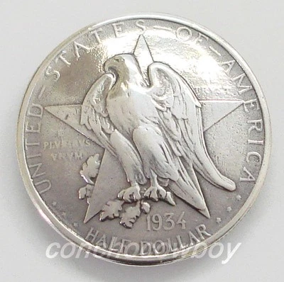 Texas Centennial Half Dollar Eagle Star Reproduction Coin Concho Screw back - Image 1 of 2