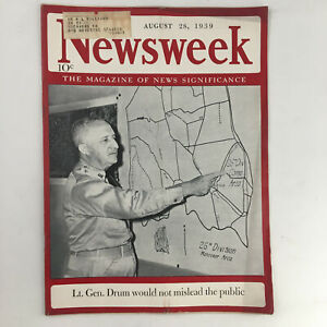 Newsweek Magazine August 28 1939 Lt. Gen. Hugh Aloysius Drum Mislead the Public