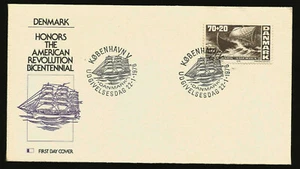 1976 AMERICA BICENTENNIAL SAILING BOAT CROSSING ATLANTIC DENMARK FIRST DAY COVER - Picture 1 of 1