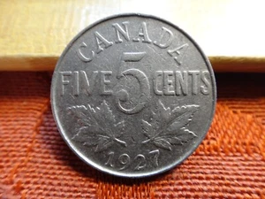 1927 Canada Nickel Five Cents 5c Coin - Free S&H USA - Picture 1 of 2