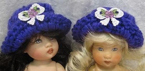 Made to fit Ellery & Riley Kish, Crochet HAT #06 Purple w/White Bow Handmade CAP - Picture 1 of 2