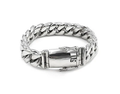 Bracciale a Catena 15mm 925er Argento 17-25cm Zweigliedrig Pesante Viking Cuba - Immagine 1 di 4