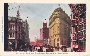 Market Street From Second Street Looking West San Francisco CA Postcard Buggies - Picture 1 of 2