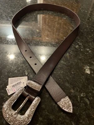 Cinturón Western marrón espresso oscuro del mercado negro de la Casa Blanca con hebilla plateada, ¡nuevo! Foto 1 de 4
