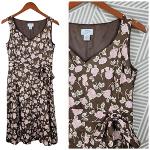 Loft Shirt Dress Size 6 Casual Floral Rose Print Pink Brown Party Below Knee  - Picture 1 of 7