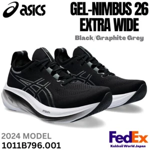 ASICS Running Shoes GEL-NIMBUS 26 EXTRA WIDE Black/Graphite Grey 1011B796.001 - Picture 1 of 12