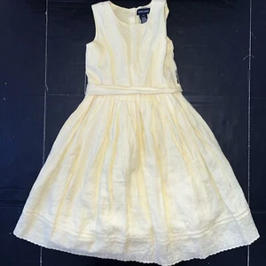 Polo Ralph Lauren 6x Girls DRESS sundress YELLOW 100% Linen Floral Embroidered - Picture 1 of 11