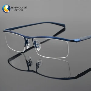Montura de gafas rectangular de titanio medio sin montura para hombre - Imagen 1 de 16
