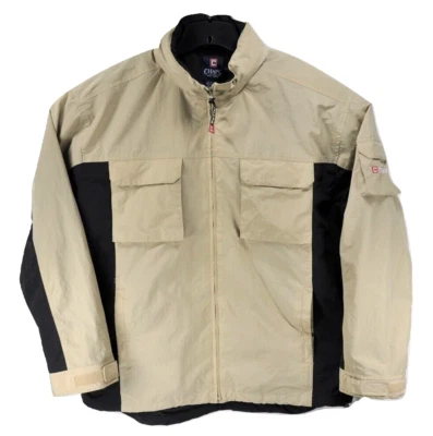 Vintage Chaps Ralph Lauren Beige Black Large Windbreaker Hooded Jacket Pockets - Image 1 of 4