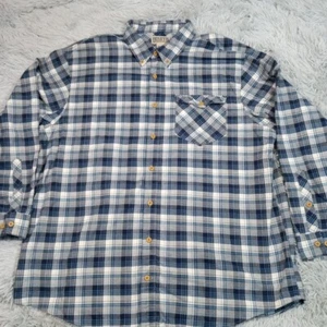 Duluth Trading Co Shirt Mens 2XL Tall Blue Plaid Button Up Pocket Chore Outdoor - Picture 1 of 9