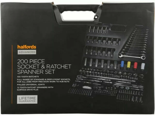 Halfords Advanced Socket and Ratchet Spanner Set 200 Pc (735757)