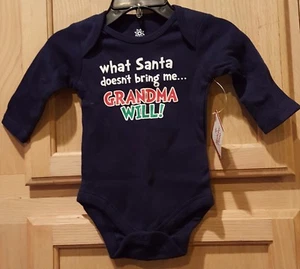 1-Pc Navy Blue Baby Creeper says: "What Santa doesn't bring me... GRANDMA WILL!" - Afbeelding 1 van 3