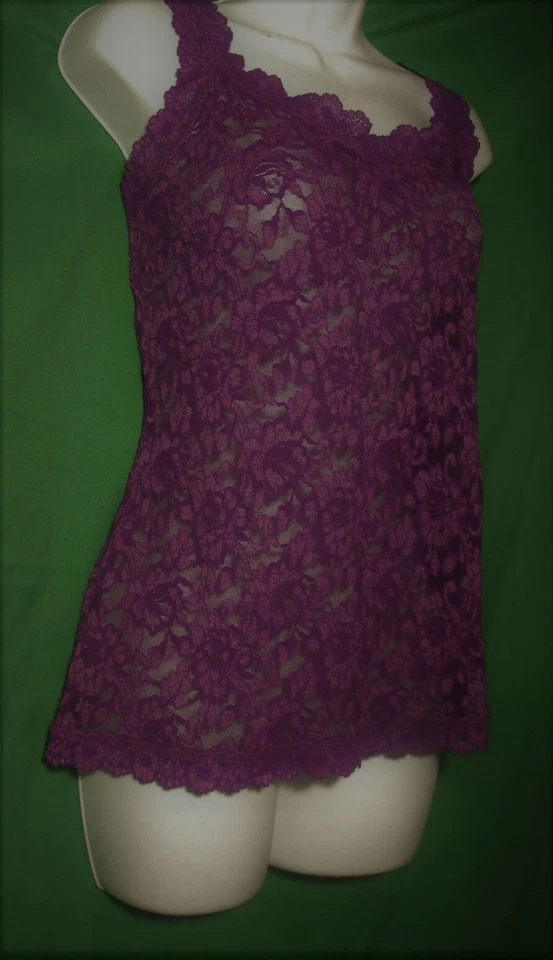 NEW HANKY PANKY 594624 PVSR SIGNATURE CROSS-DYED SHEER LACE CAMISOLE S - Image 1 of 1