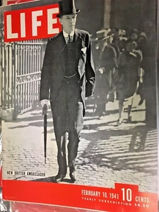 Vintage Life Magazine, BRITISH AMBASSADOR on Cover, February 10, 1941 - Picture 1 of 4