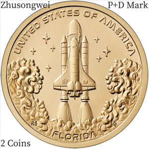 2025 US American Innovation $1 Florida (P+D Mark) 2 Coins - Free shipping - Picture 1 of 2